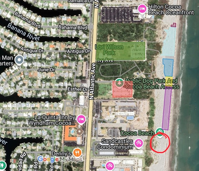 Cocoa Beach Air Show Map-Meetup Location